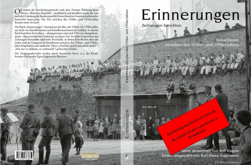 Umschlag des Buchs „Erinnerungen – Zeitzeugen berichten“ mit einer historischen Aufnahme aus Kieselbronn