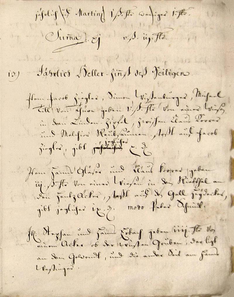 Originalseite 13 des Zinsbuchs von 1511