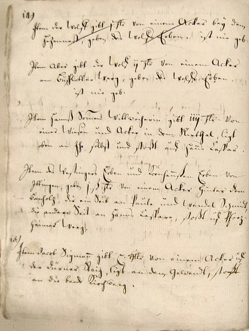 Originalseite 14 des Zinsbuchs von 1511