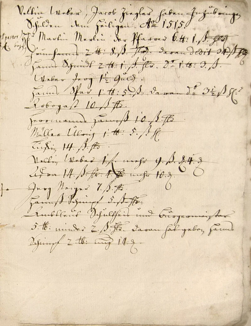 Originalseite 12 des Zinsbuchs von 1515