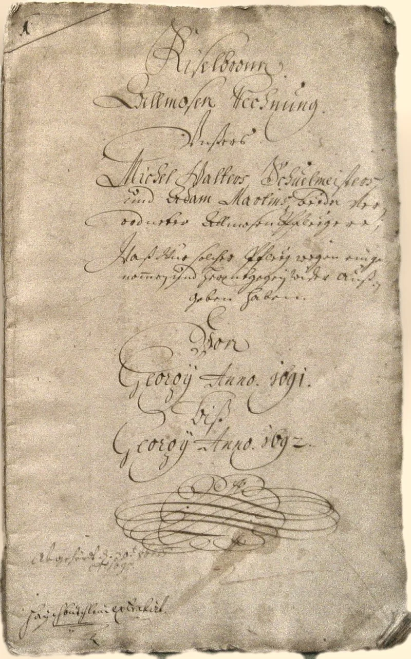 Originalseite der Almosen- und Heiligenrechnungen von Kieselbronn, Aufnahme 1 von 150 (IMG_0871).