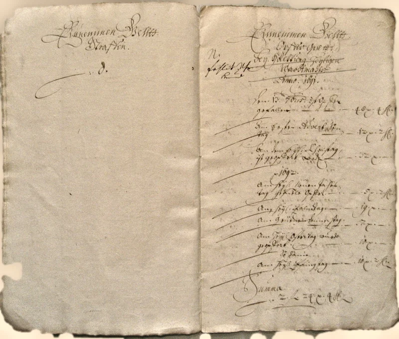 Originalseite der Almosen- und Heiligenrechnungen von Kieselbronn, Aufnahme 5 von 150 (IMG_0875).