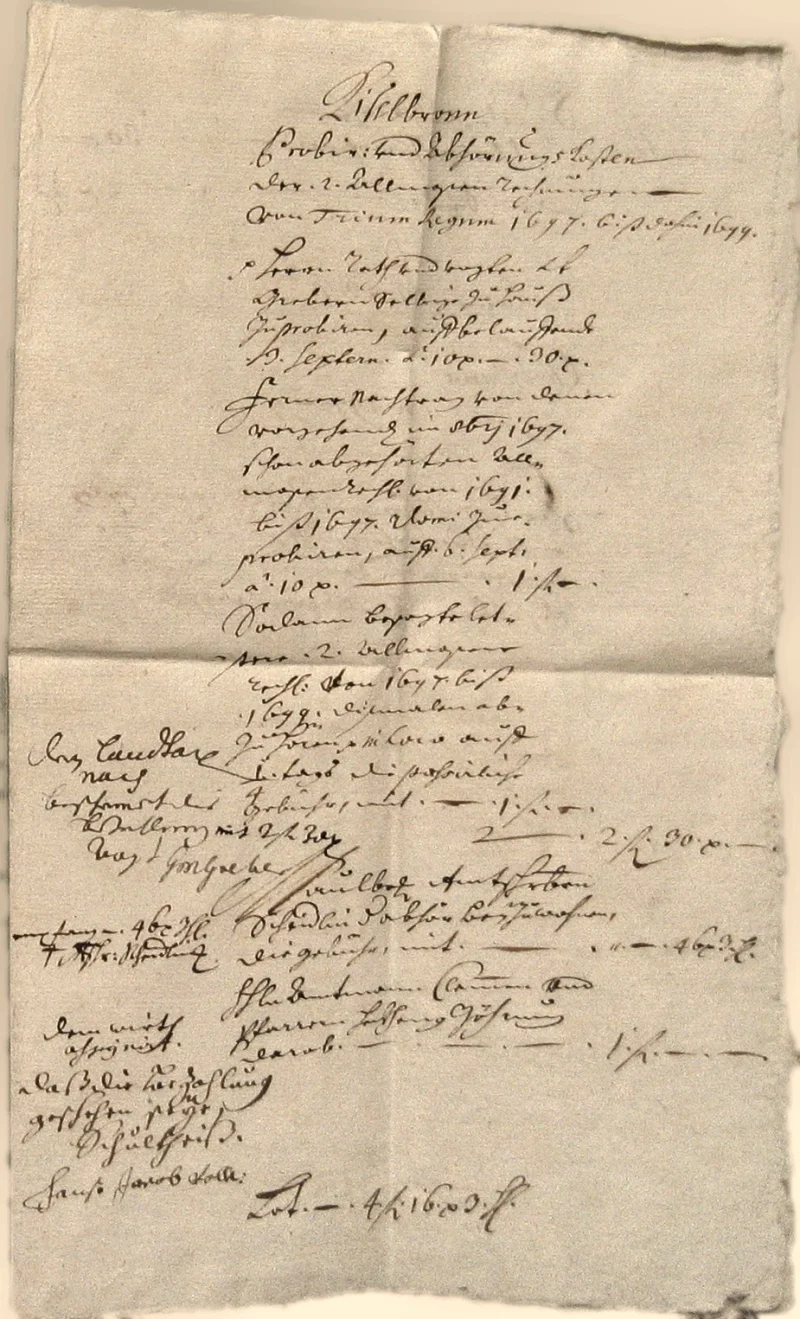 Originalseite der Almosen- und Heiligenrechnungen von Kieselbronn, Aufnahme 148 von 150 (IMG_1033).